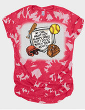 Load image into Gallery viewer, My girl may not always swing but I do softball Sublimation No Bleach or Bleached Tee
