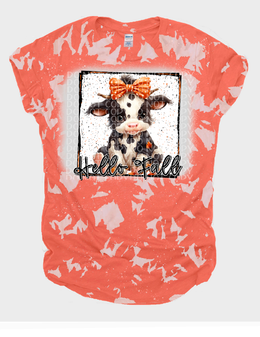 Happy Fall Cute Cow Bleached Tee