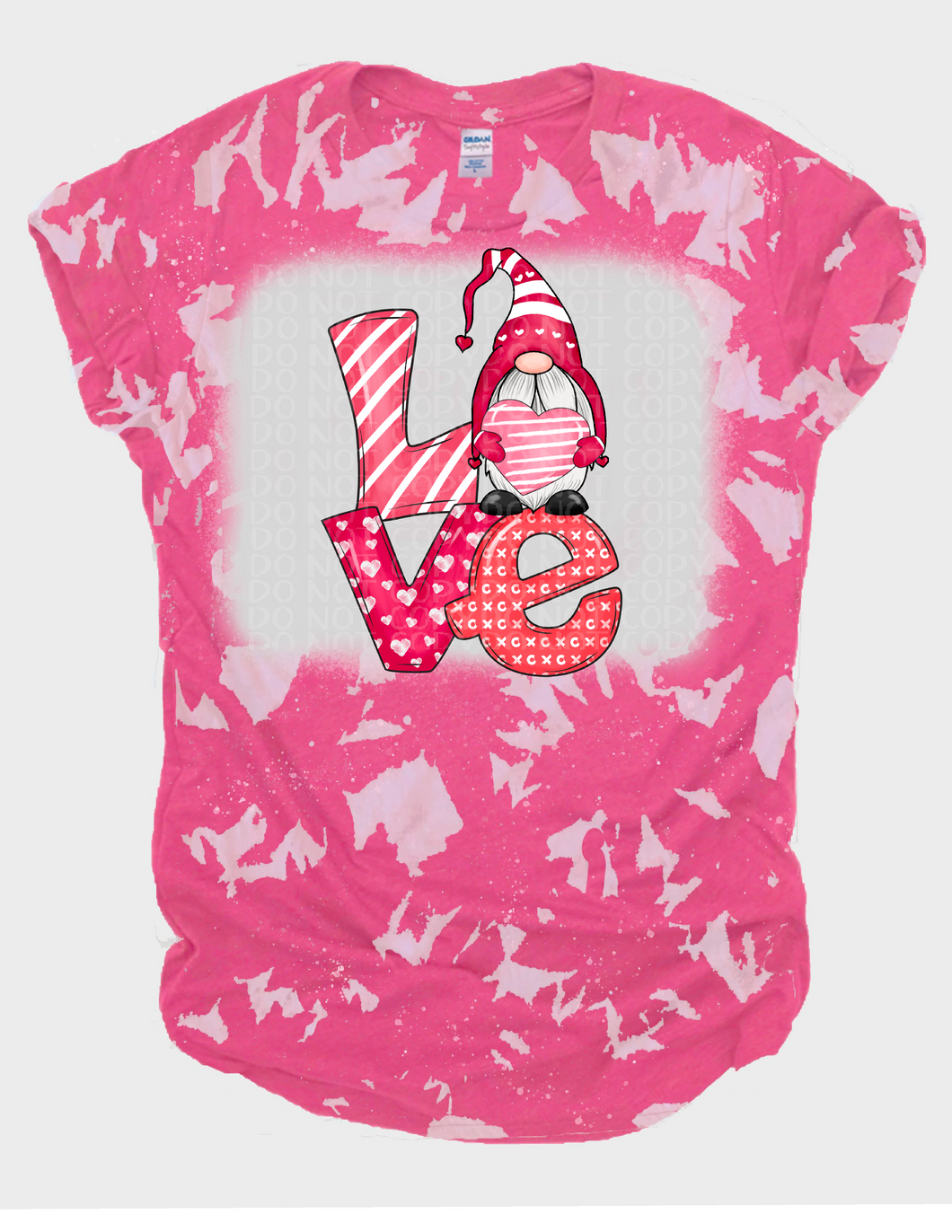 Valentines Gnome Love Bleached Tee