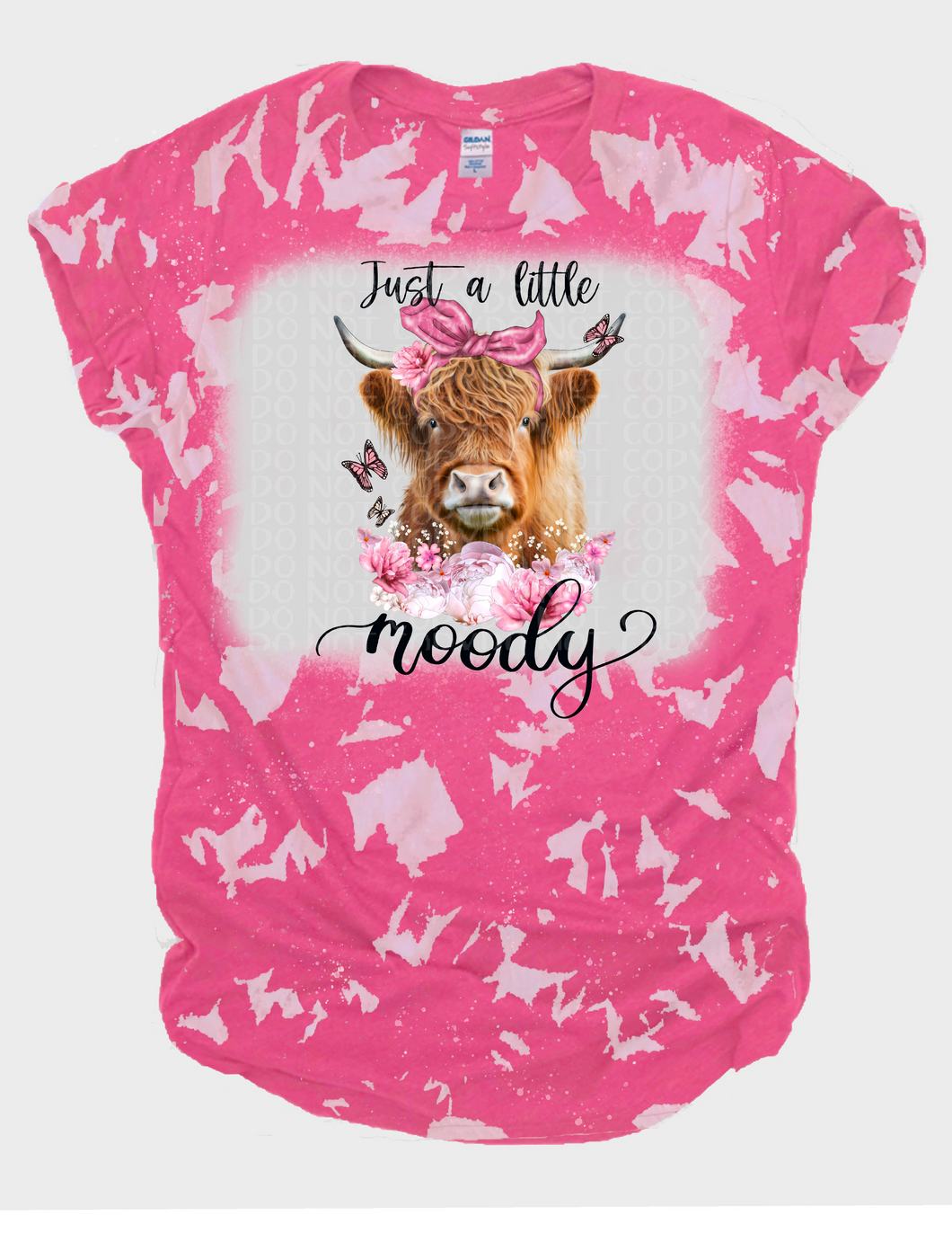 Just a little moody pink cow Bleached Tee