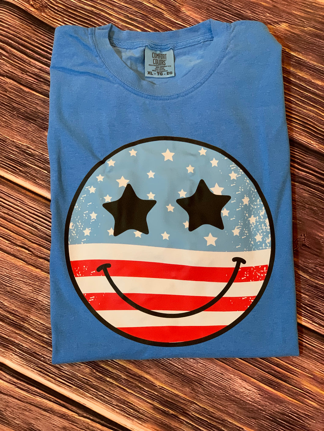 Patriotic S*M-I*L-E*Y Comfort Color DTF Printed Tee