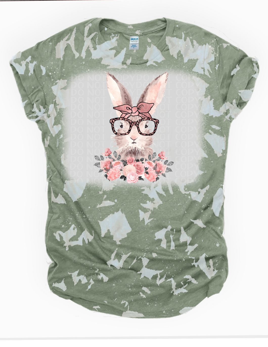 Rose Gold Bunny Glasses Bleached Tee