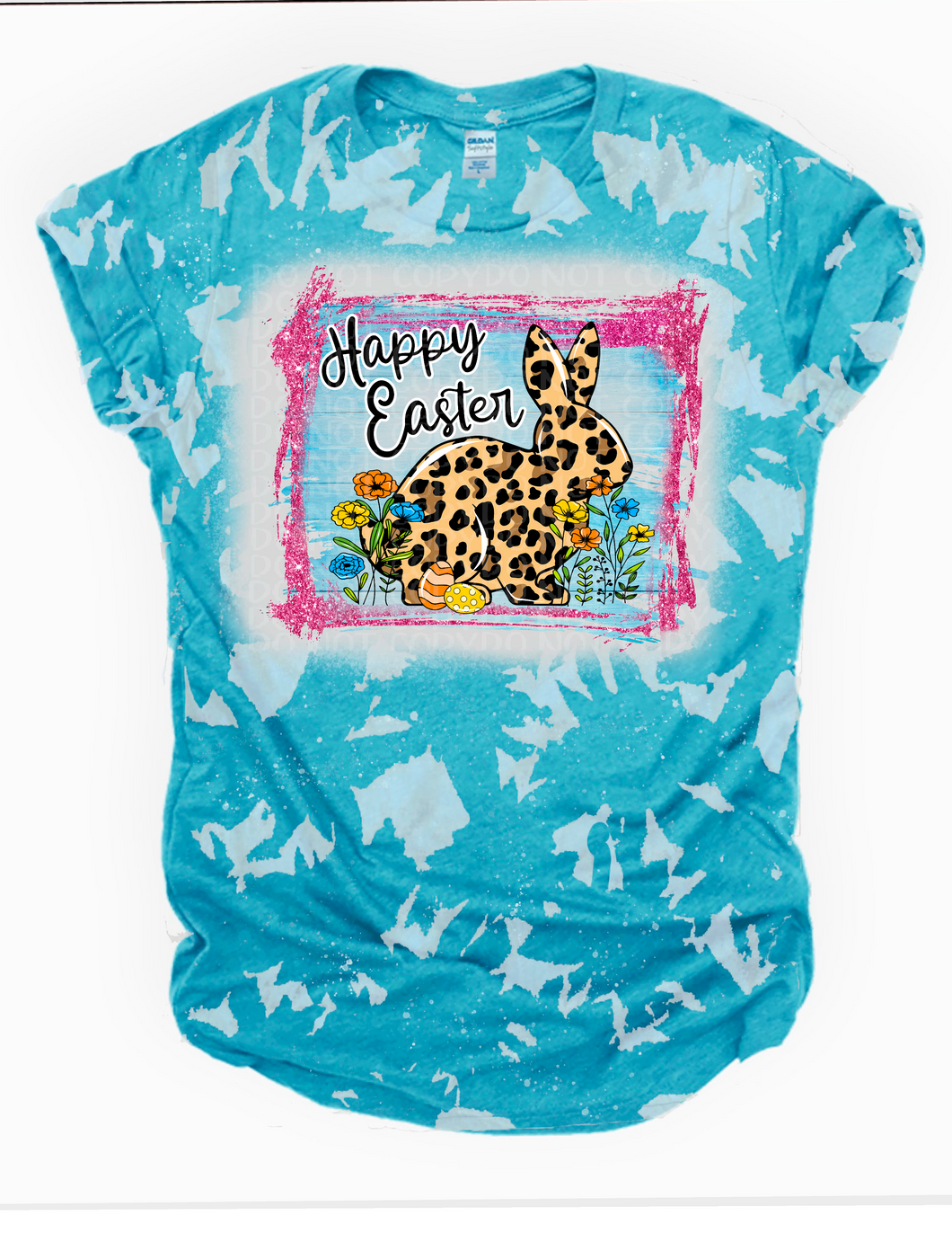 Happy Easter Leopard Bunny Bleached Tee