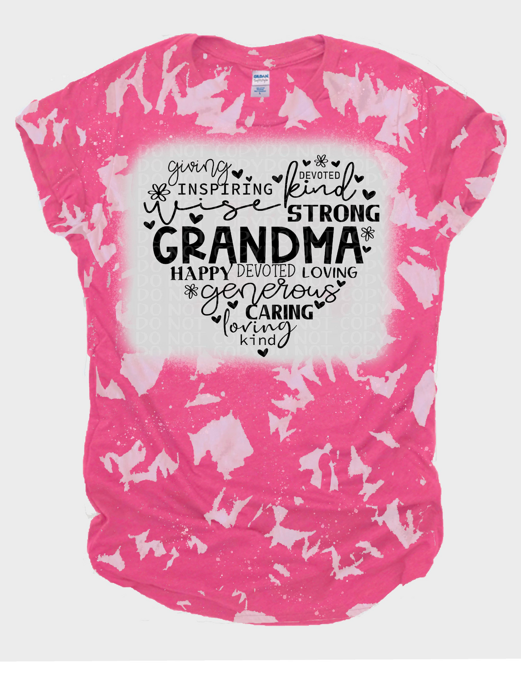 Grandma Heart words Bleached Tee