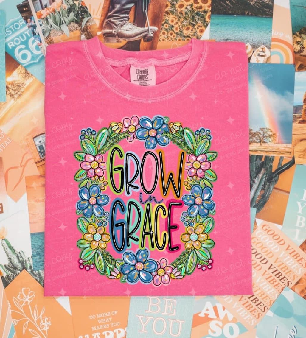 Grow in Grace Comfort Color DTF Printed Tee