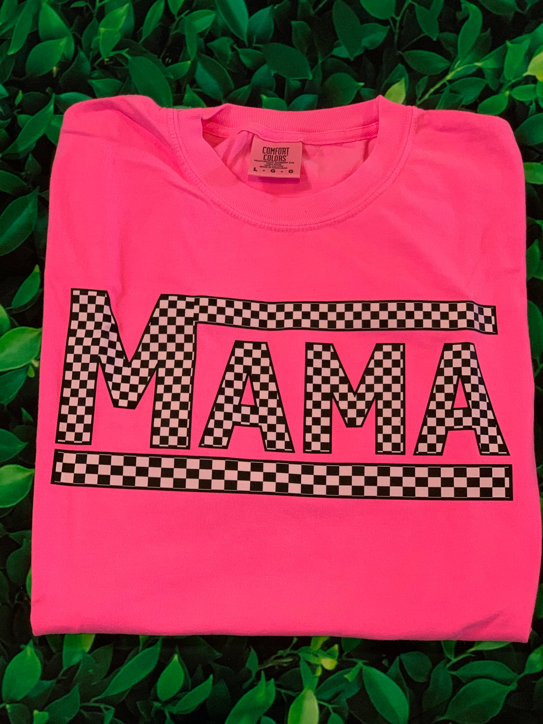 Mama Checkered Comfort Color DTF Printed Tee