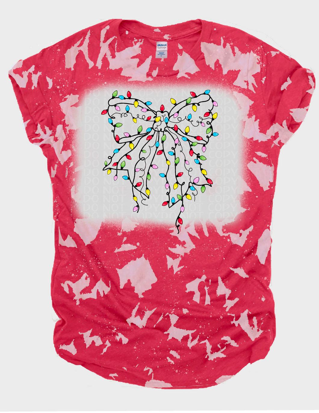 Christmas Lights Bow Bleached Tee