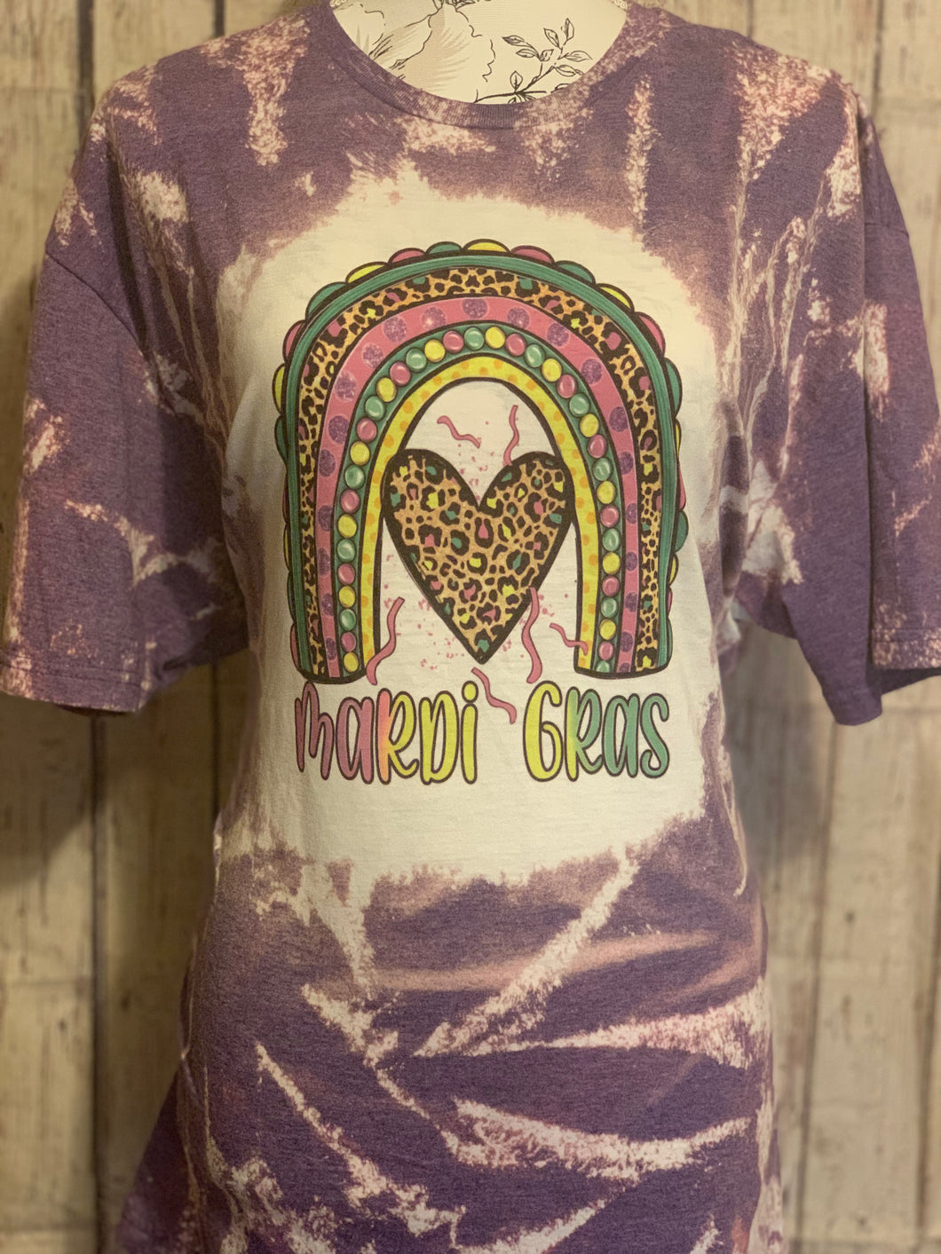 Mardi Gras Rainbow Bleached Tee