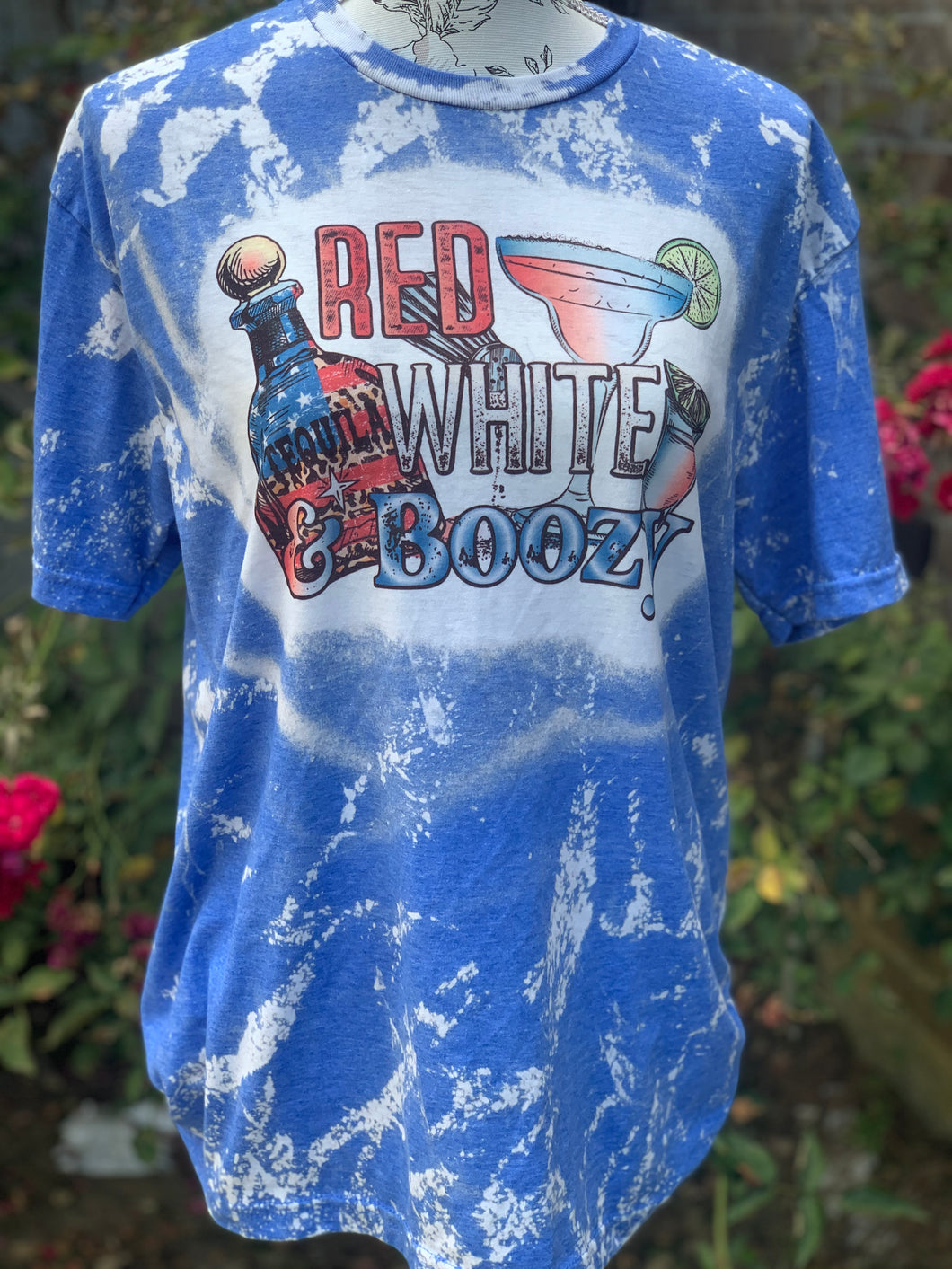 Red White and Boozy Bleached Tee