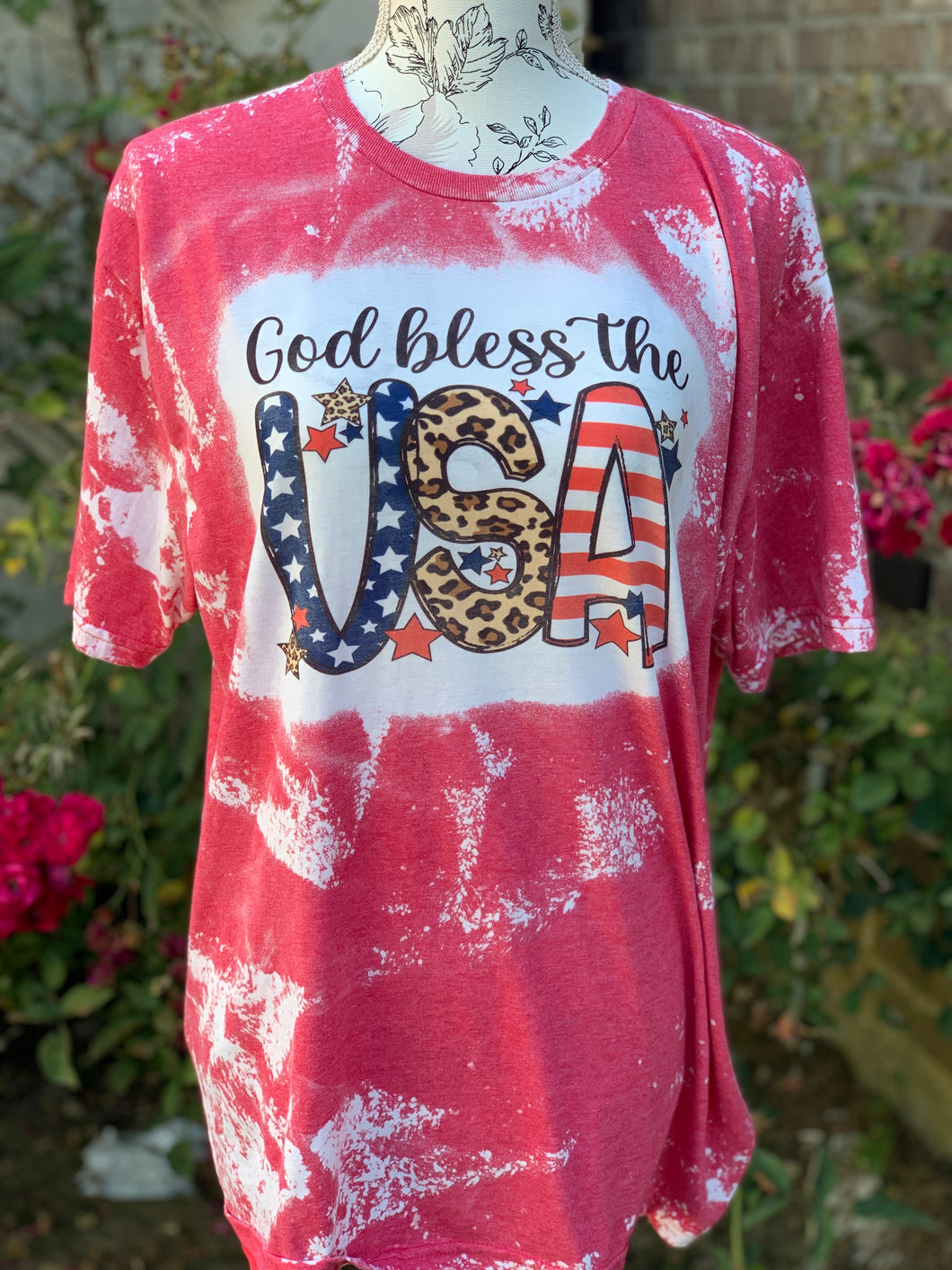 God Bless The USA Bleached Tee