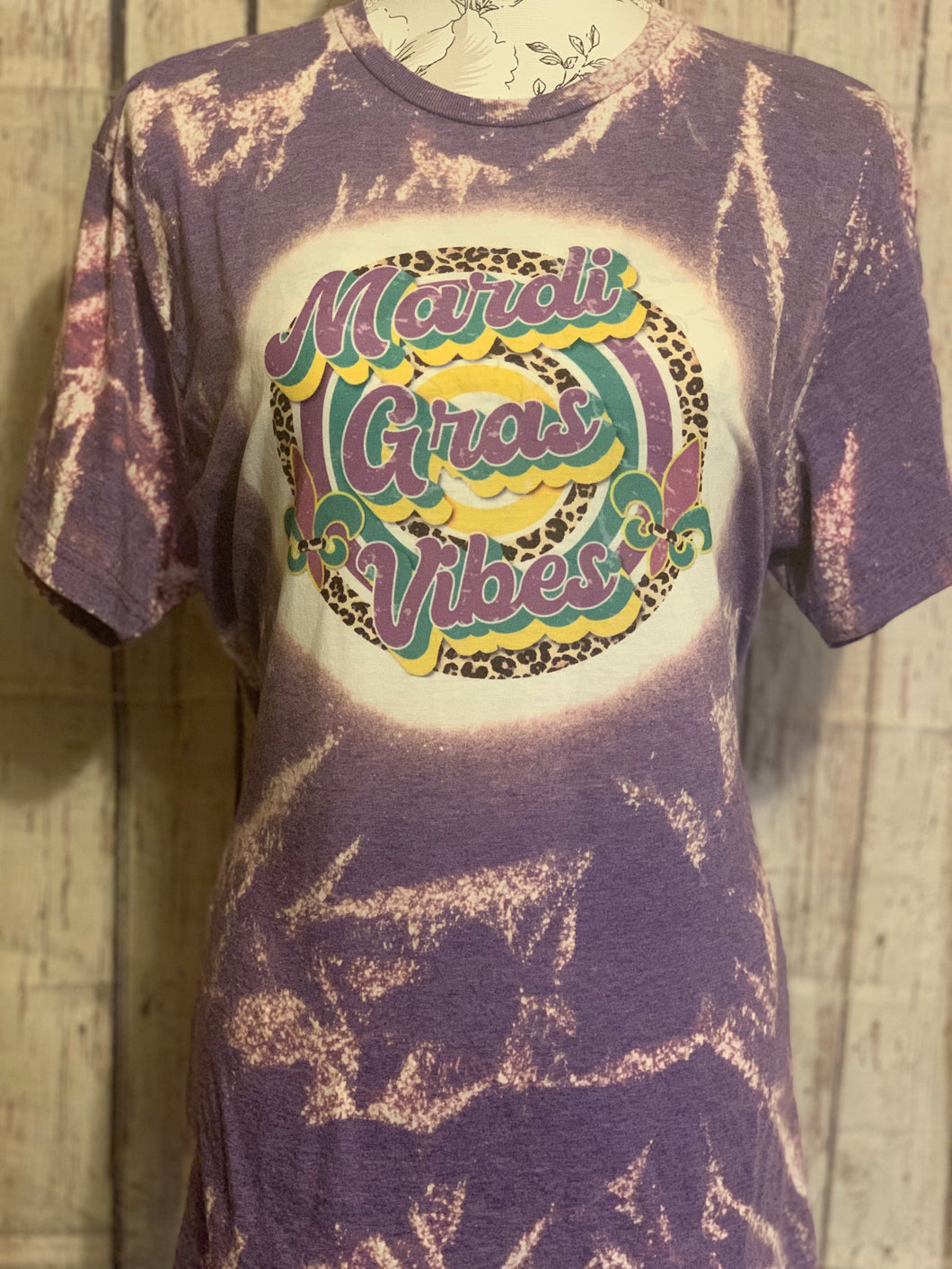 Mardi Gras Vibes Bleached Tee