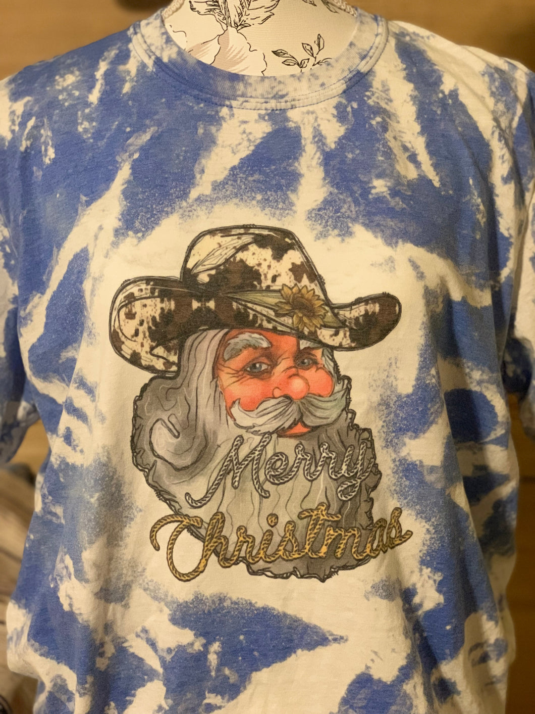 Cowboy Santa Bleached Tee