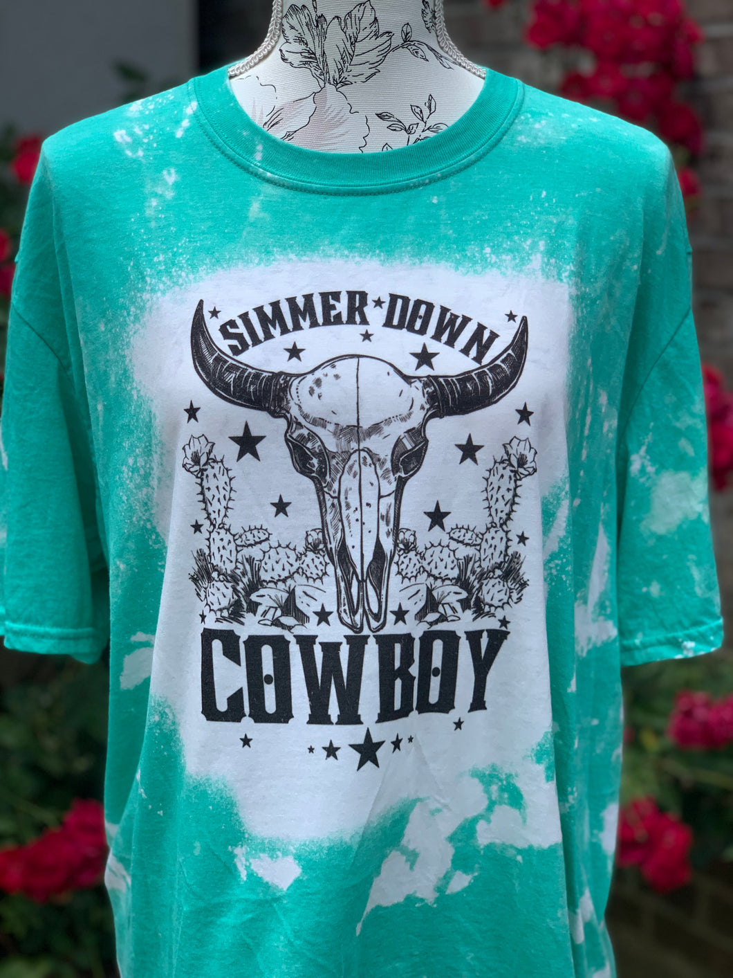 Simmer down Cowboy Bleached Tee