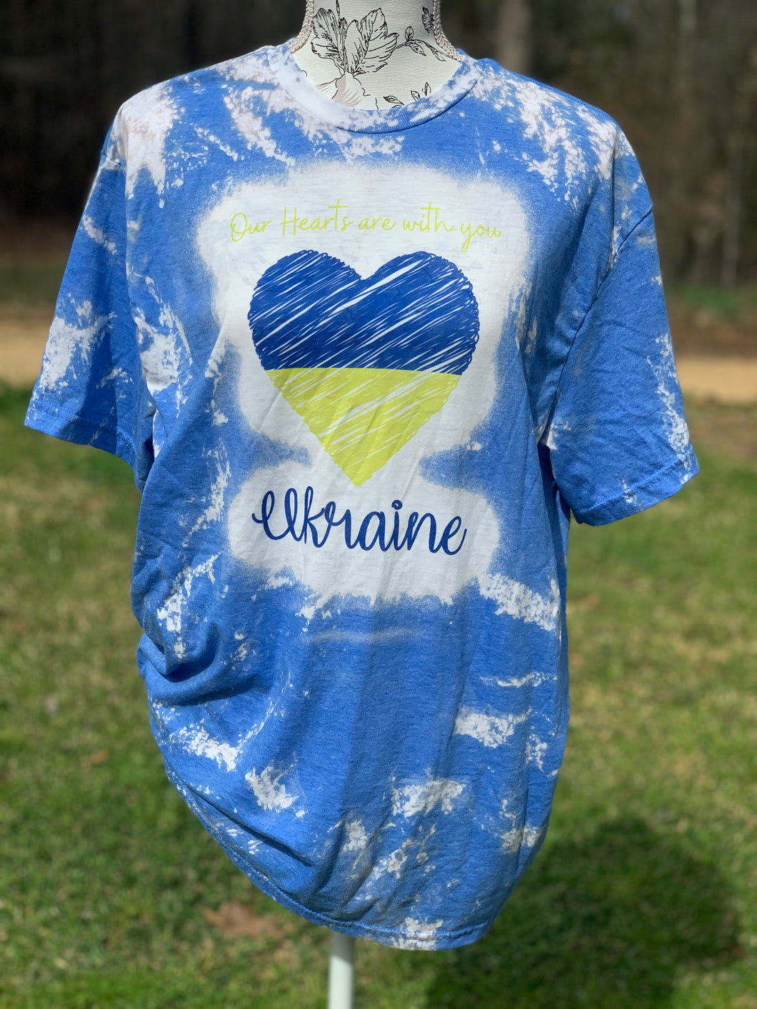 Our hearts with Ukraine Bleached Tee